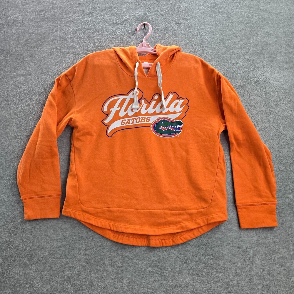 Florida Gators Men Sweatshirt L Orange Logo Graphic Fleece Drawstring Pullover